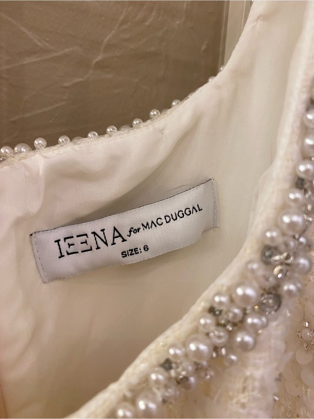 Wedding Canceled! Make Mac Duggal Ivory Sequin Midi Dress with Scoop Neck - Picture 2 of 5